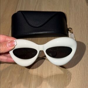 Loewe White Cat Eye Sunglasses with Black Lenses